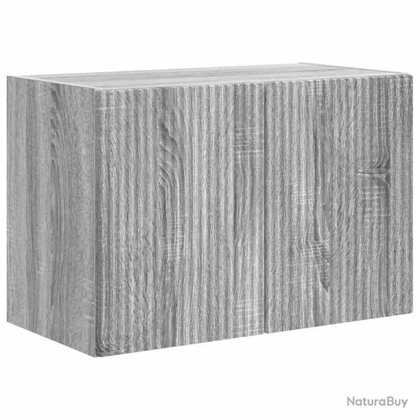 Meuble TV mural rectangulaire moderne avec plusieurs compartiments 59,5 x 31 x 40 cm en bois gris s