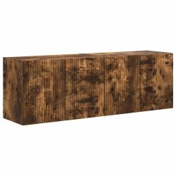 Meuble TV mural moderne rectangulaire avec rangements 59,5 x 31 x 40 cm en bois d'ing&eacute;nierie ch&ecirc;ne