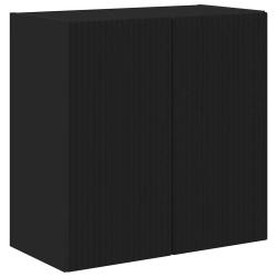 Meuble TV mural rectangulaire style contemporain pratique rangement 59,5 x 31 x 60 cm en bois noir