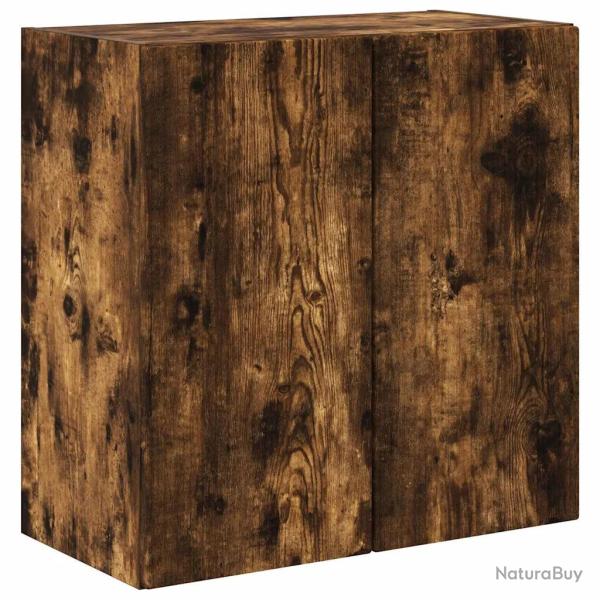 Meuble TV mural rectangulaire contemporain rangement pratique 59,5 x 31 x 60 cm en bois d'ing�nieri