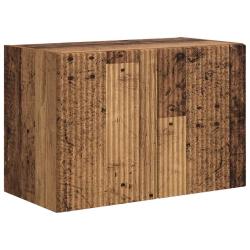 Meuble TV mural rectangulaire moderne avec rangement 59,5 x 31 x 40 cm en bois d'ing&eacute;nierie bois an