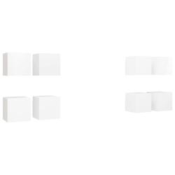 Lot de 8 meubles tv muraux design tendance rangement 30,5 x 30 x 30 cm en bois d'ing&eacute;nierie blanc 0
