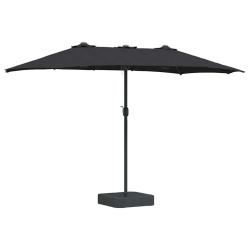Parasol de jardin pliable moderne 385 x 209 x 244 cm durable et esth&eacute;tique en polyester noir 02_005