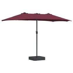 Parasol de jardin moderne pliable 385 x 209 x 244 cm avec &eacute;clairage LED ambiance cosy en polyester