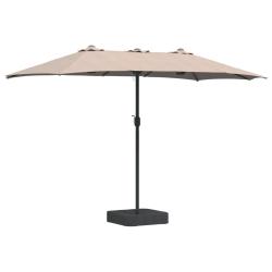Parasol de jardin pliable design moderne 385 x 209 x 244 cm avec lumi&egrave;re LED ambiance cosy en polye