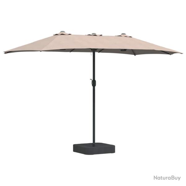 Parasol de jardin pliable design moderne 385 x 209 x 244 cm avec lumi�re LED ambiance cosy en polye