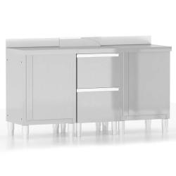 Lot de 3 armoires de cuisine commerciales 60 x 60 x 96 cm espace de rangement robuste en acier inox