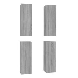 Lot de 4 meubles TV suspendus modernes style &eacute;pur&eacute; rangement pratique 30,5 x 30 x 90 cm en bois d'i