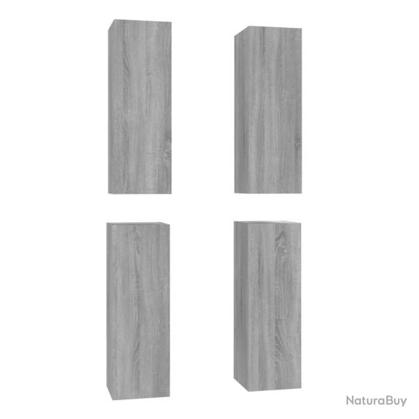 Lot de 4 meubles TV suspendus modernes style �pur� rangement pratique 30,5 x 30 x 90 cm en bois d'i