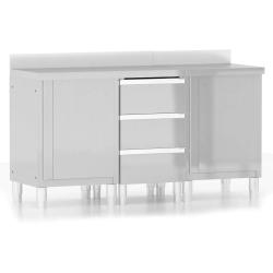 Lot de 3 armoires de cuisine commerciales avec pieds r&eacute;glables 60 x 60 x (95-96) cm en acier inoxyd