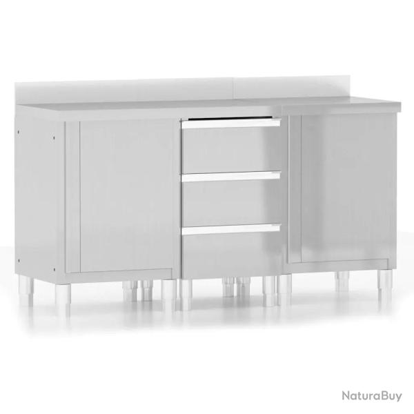 Lot de 3 armoires de cuisine commerciales avec pieds r�glables 60 x 60 x (95-96) cm en acier inoxyd