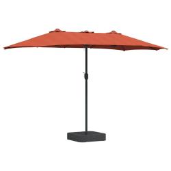 Parasol de jardin pliable design moderne 385 x 209 x 244 cm avec &eacute;clairage LED ambiance cosy en pol