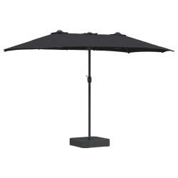 Parasol de jardin pliable moderne avec &eacute;clairage LED 385 x 209 x 244 cm en polyester noir 02_0058688