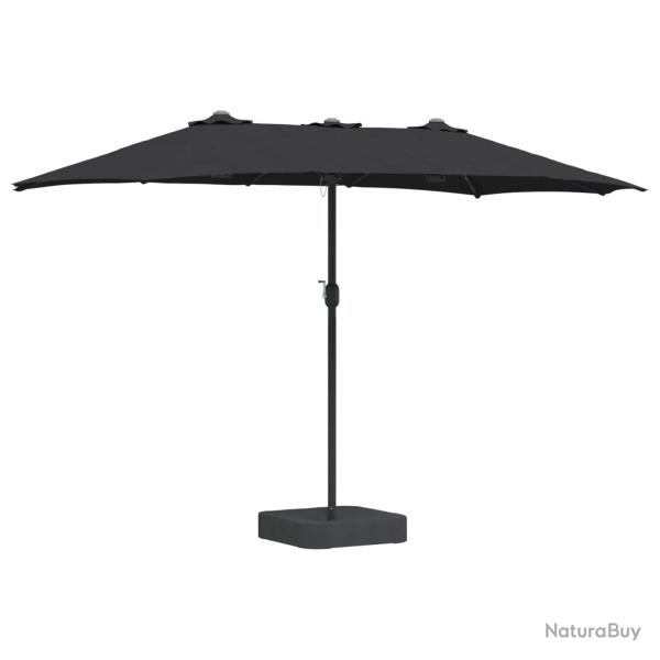 Parasol de jardin pliable moderne avec �clairage LED 385 x 209 x 244 cm en polyester noir 02_0058688