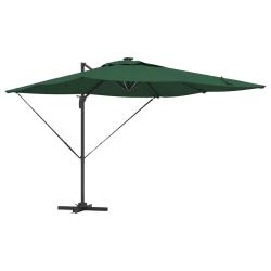 Parasol d&eacute;port&eacute; moderne rectangulaire 286 x 284 x 270 cm rotation 360&deg; durable en aluminium vert 02