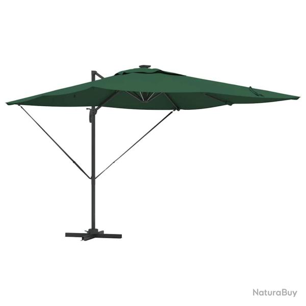 Parasol d�port� moderne rectangulaire 286 x 284 x 270 cm rotation 360� durable en aluminium vert 02