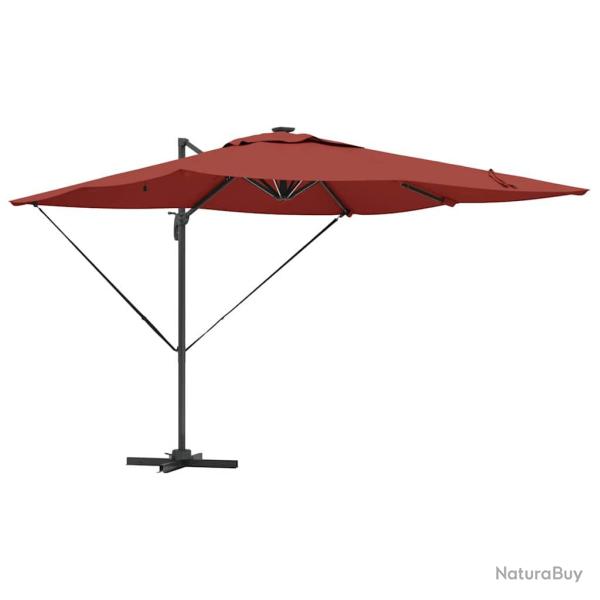 Parasol d�port� rectangulaire 286 x 284 x 270 cm ombre g�n�reuse design moderne en aluminium terre