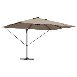 Parasol d&eacute;port&eacute; moderne et inclinable 352 x 251 x 265 cm ambiance cosy en polyester taupe 02_0058702