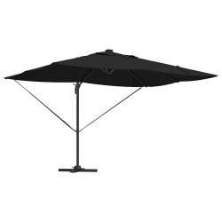 Parasol d&eacute;port&eacute; moderne inclinable ext&eacute;rieur jardin 352 x 251 x 265 cm en polyester noir 02_0058703