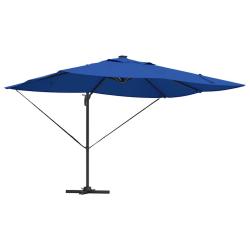 Parasol d&eacute;port&eacute; moderne inclinable pour jardin terrasse 352 x 251 x 265 cm en polyester azur 02_005