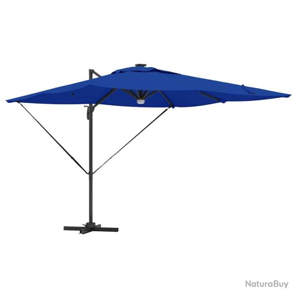 Parasol rectangulaire design moderne ext�rieur inclinable 286 x 284 x 270 cm en aluminium bleu 02_0