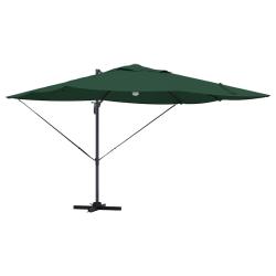 Parasol d&eacute;port&eacute; inclinable et pivotant 351 x 250 x 253 cm design moderne terrasse en polyester vert