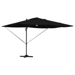 Parasol d&eacute;port&eacute; noir moderne 351 x 250 x 253 cm pivotant inclinable jardin en polyester noir 02_005