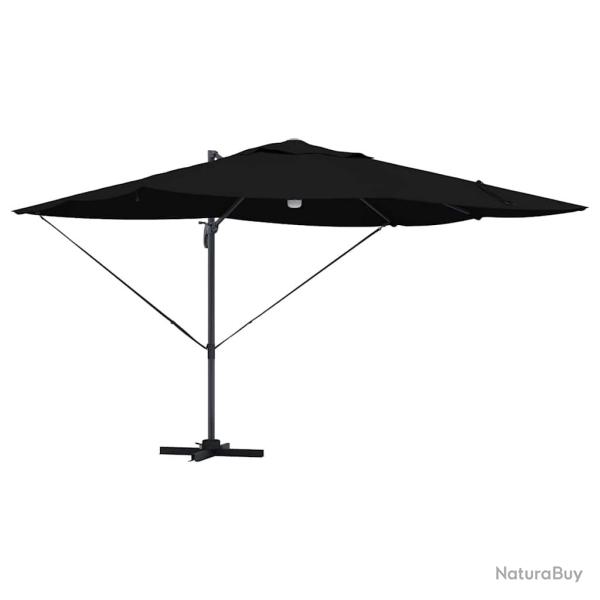 Parasol d�port� noir moderne 351 x 250 x 253 cm pivotant inclinable jardin en polyester noir 02_005