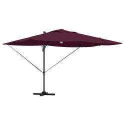 Parasol d&eacute;port&eacute; inclinable et pivotable jardin 351 x 250 x 253 cm en polyester bordeaux 02_0058737
