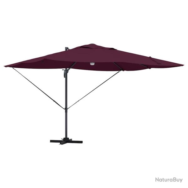 Parasol d�port� inclinable et pivotable jardin 351 x 250 x 253 cm en polyester bordeaux 02_0058737