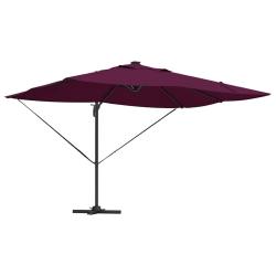 Parasol d&eacute;port&eacute; inclinable moderne jardin terrasse 352 x 251 x 265 cm en polyester bordeaux 02_0058