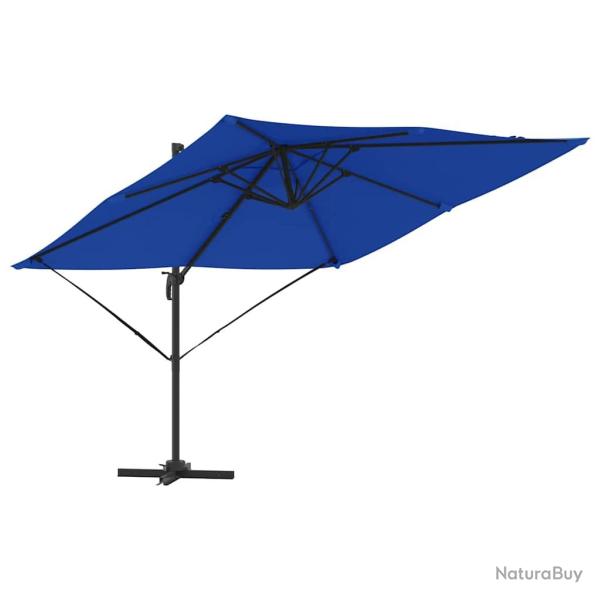 Parasol cantilever rectangulaire 286 x 284 x 265 cm inclinable 360� durable en aluminium bleu 02_00