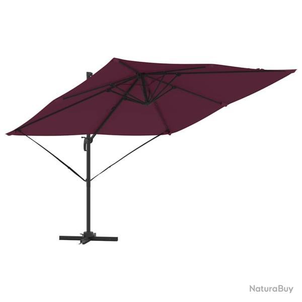 Parasol cantilever rectangulaire 286 x 284 x 265 cm fonction inclinable et rotation 360� style mode