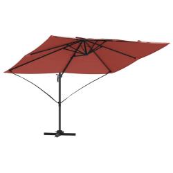 Parasol cantilever moderne inclinable rotatif jardin 351 x 250 x 260 cm en polyester terre cuite 02
