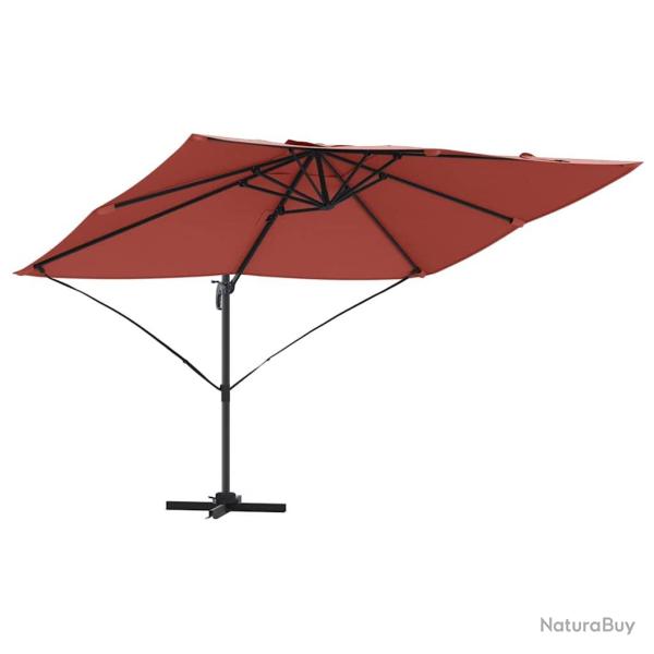 Parasol cantilever moderne inclinable rotatif jardin 351 x 250 x 260 cm en polyester terre cuite 02