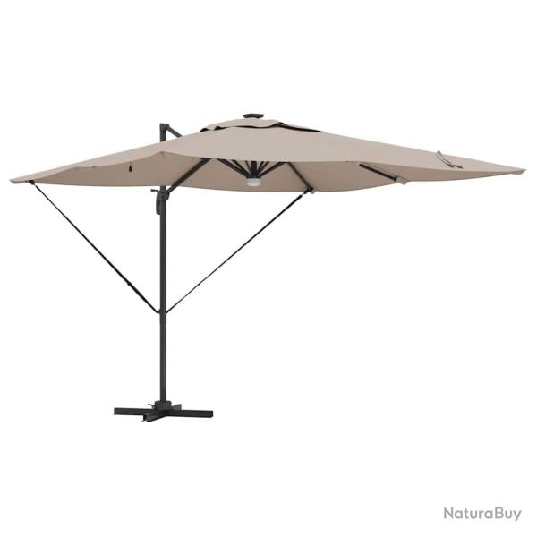 Parasol rectangulaire inclinable de jardin 286 x 284 x 270 cm design moderne en polyester taupe 02_