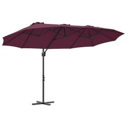 Parasol inclin&eacute; moderne ext&eacute;rieur balcon jardin 372 x 198 x 243 cm en polyester bordeaux 02_0058753