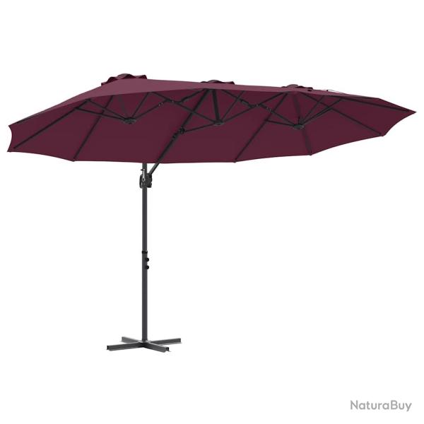 Parasol inclin� moderne ext�rieur balcon jardin 372 x 198 x 243 cm en polyester bordeaux 02_0058753