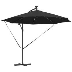 Parasol cantilever inclinable moderne 294 x 294 x 248 cm ombre durable jardin en polyester noir 02_