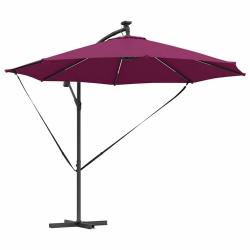 Parasol cantilever moderne inclinable jardin 294 x 294 x 248 cm en polyester bordeaux 02_0058761