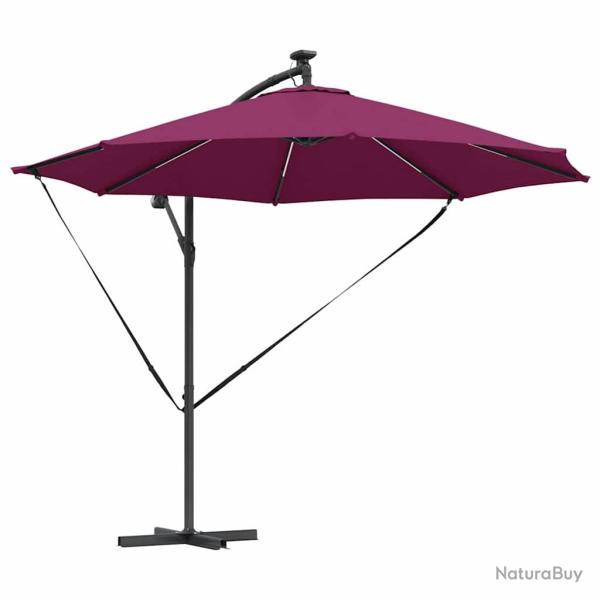 Parasol cantilever moderne inclinable jardin 294 x 294 x 248 cm en polyester bordeaux 02_0058761