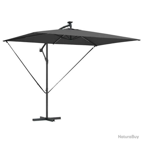 Parasol d�port� ajustable 294 x 200 x 270 cm avec bandes LED moderne jardin en polyester anthracite