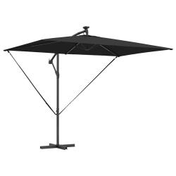 Parasol d&eacute;port&eacute; ajustable 294 x 200 x 270 cm toucher moderne ambiance cosy en polyester noir 02_005