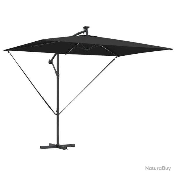 Parasol d�port� ajustable 294 x 200 x 270 cm toucher moderne ambiance cosy en polyester noir 02_005