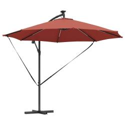 Parasol cantilever inclinable moderne 294 x 294 x 248 cm avec &eacute;clairage LED design en polyester ter
