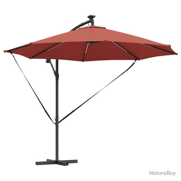 Parasol cantilever inclinable moderne 294 x 294 x 248 cm avec �clairage LED design en polyester ter