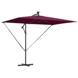 Parasol d&eacute;port&eacute; en banane inclinable jardin 294 x 200 x 270 cm design moderne ambiance cosy en poly