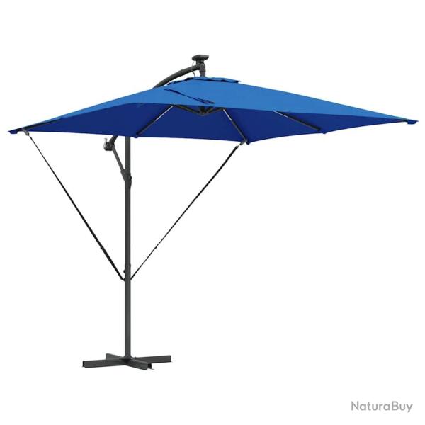 Parasol banane d�port� inclinable 249 x 249 x 250 cm design moderne espace ext�rieur en acier bleu
