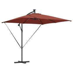 Parasol d&eacute;port&eacute; moderne inclinable 249 x 249 x 250 cm r&eacute;sistant au vent jardin terrasse en acier te