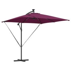 Parasol d&eacute;port&eacute; moderne inclinable jardin terrasse 249 x 249 x 250 cm en acier rouge bordeaux 02_00